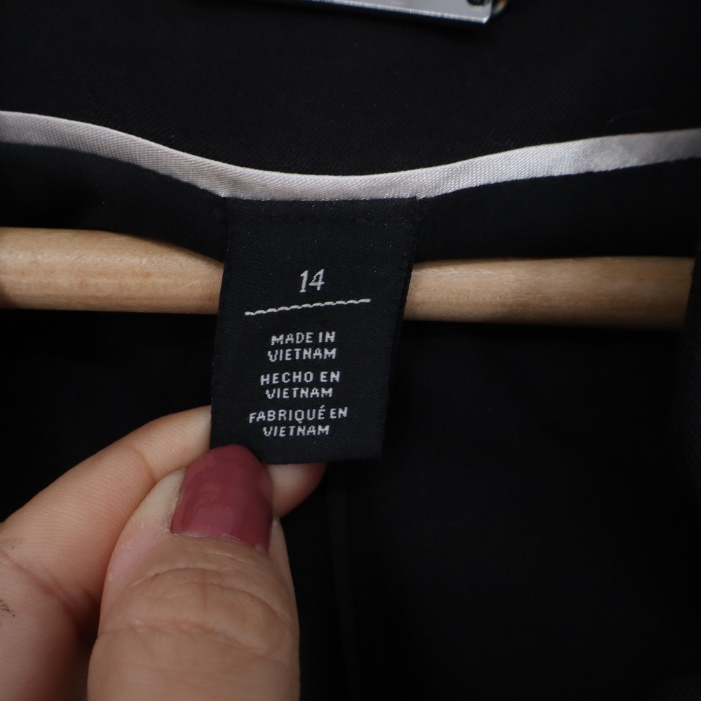 White House Black Market Blazer Womens 14 Career Black 3/4 Sleeve Excellent - Picture 3 of 6